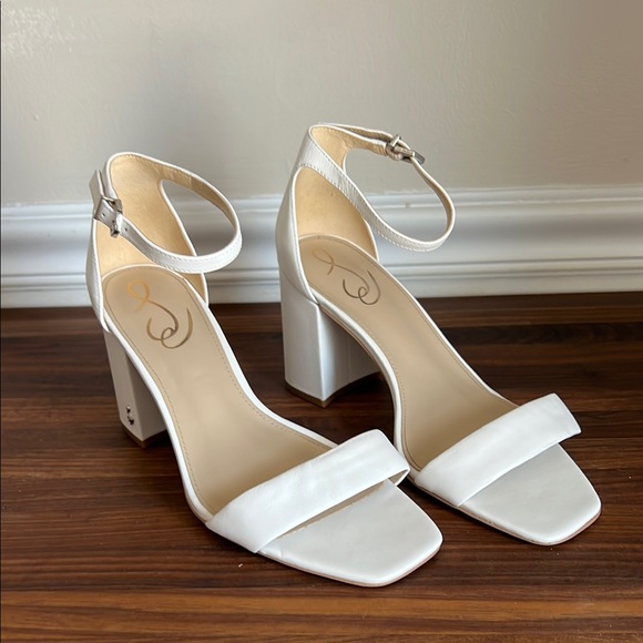 Sam Edelman Shoes - Sam Edelman Women Daniella Ankle Strap Sandal Block Heel Classic White - 8W